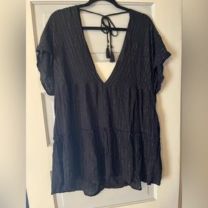 Black and Gold Crepe Swim Coverup